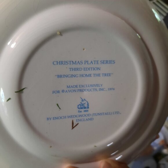 Vintage 1976 “Bringing Home the Tree” Christmas Plate - Enoch Wedgwood for AVON - Picture 7 of 8
